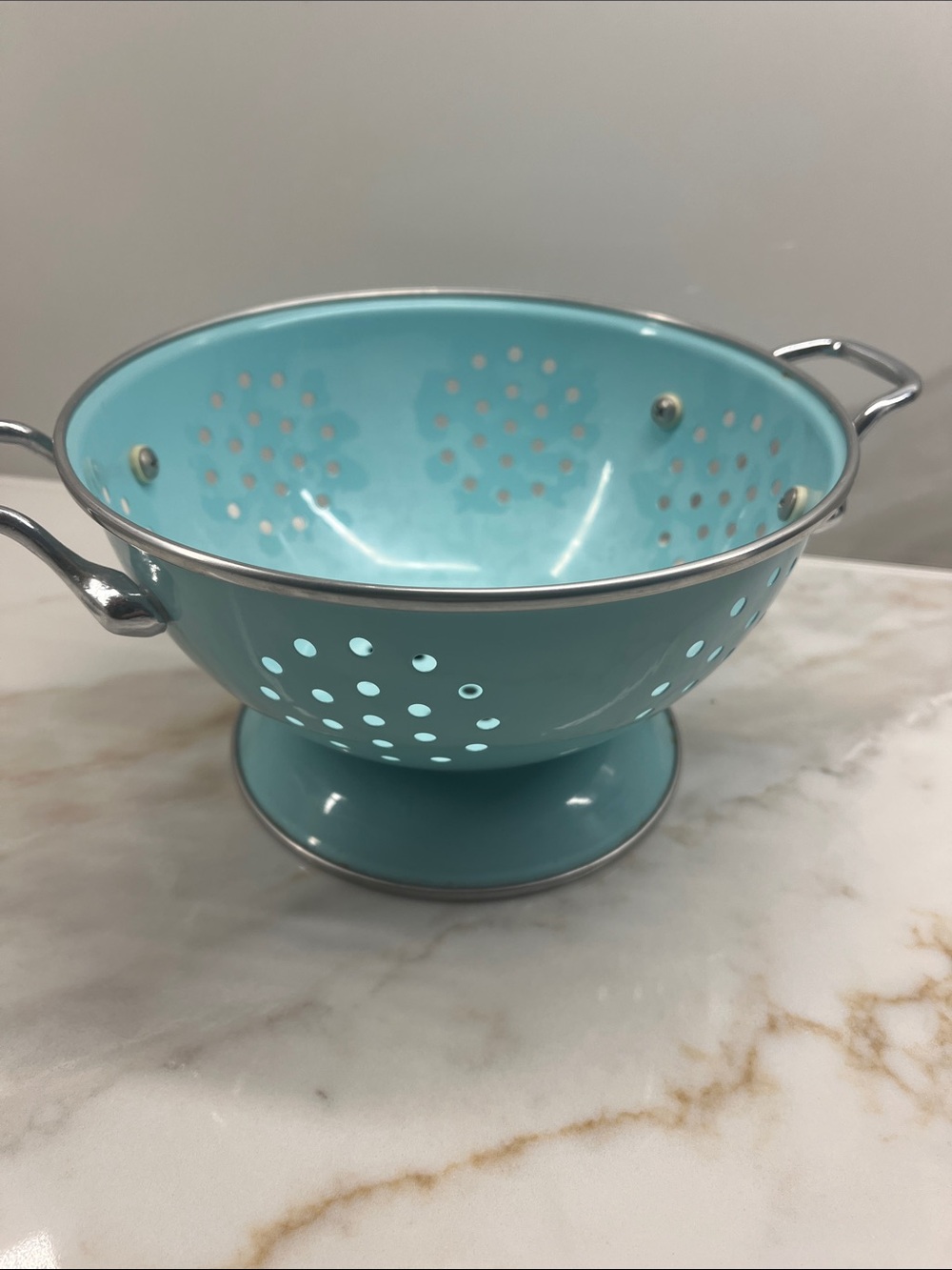 Aqua Metal Colander with Handles - Home Accents
